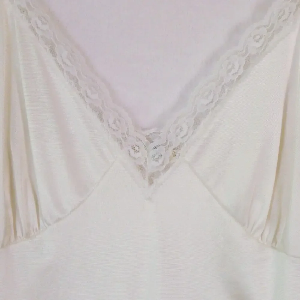 Vintage Sliperfection White Lace Slip Size 36 M Retro Glamorous Nightgown Dress